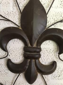 Metalen wandornament - Franse lelie - bruin - rustiek